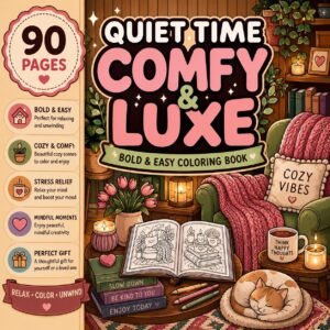 Quiet Time Comfy Luxe Coloring Book | Bold Easy Cozy Scenes, Stress Relief