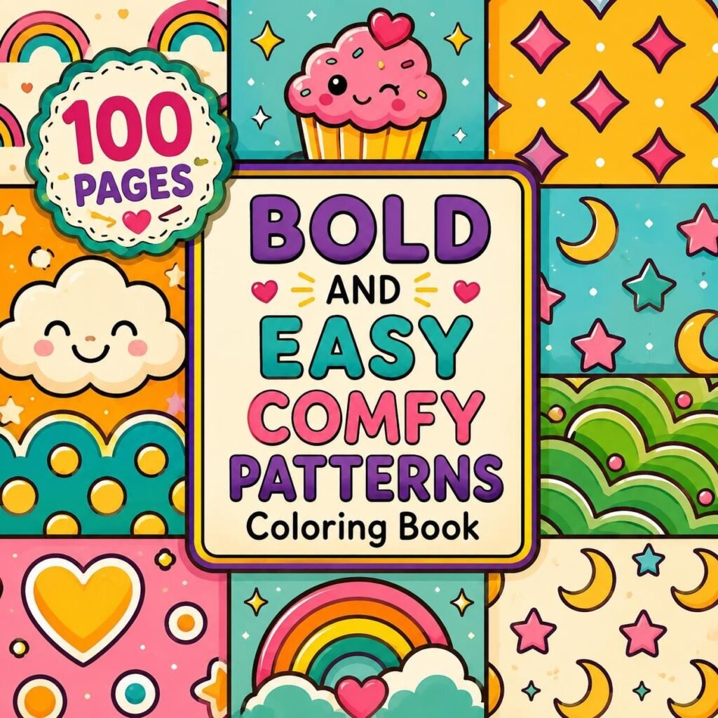 100 Cozy Space Coloring Pages | Bold Easy Kawaii Patterns (Digital Download)