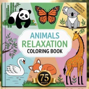 Animals Relaxation Coloring Book | 75 Pages, Panda, Koala, Fox (Digital Download)