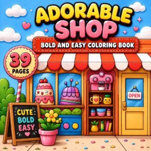 Bold & Easy Coloring Book | Shops, Treats, Scenes (PDF Download)