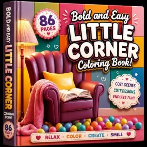 Bold Easy Little Corner Coloring Book | Cozy Home Scenes, 86 Pages (Printable PDF)
