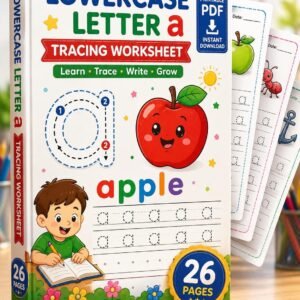 ABC Lowercase Tracing 26 Sheets for Kids, Fun Learning Activity Printable