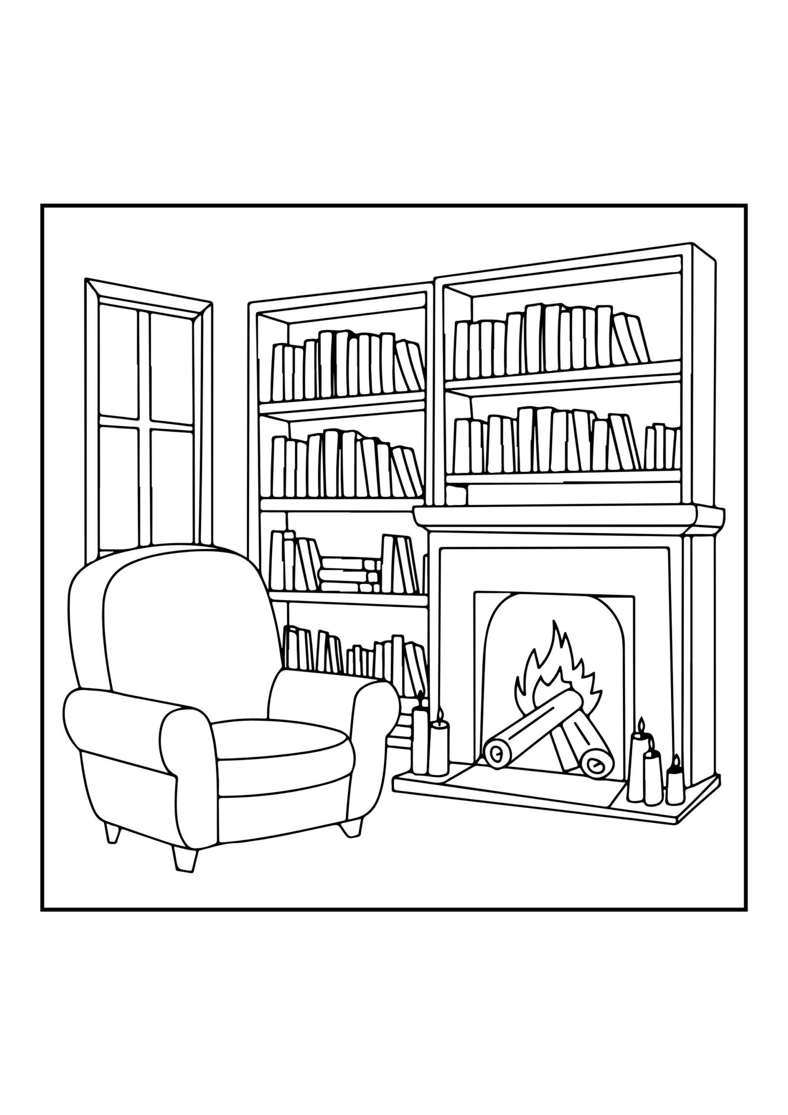 Cozy Spaces Coloring Book | 54 Home Interiors (Digital PDF) - Image 10