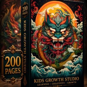 200-Page Japanese Dragon Coloring Book | Fantasy Asian Art (PDF Download)