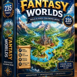 Fantasy Worlds Coloring Book | 235 Bold Easy Pages (Digital Download)