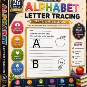 Alphabet Letter Tracing Worksheets | ABC Handwriting Practice | Printable PDF | Preschool Kindergarten | Digital Download