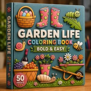 Garden Life Bold Easy Coloring Book | Nature, Flowers, Insects (50 Pages PDF)