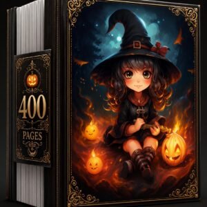 Halloween Witch Coloring Book | 400 Kawaii Pages (Digital Download)