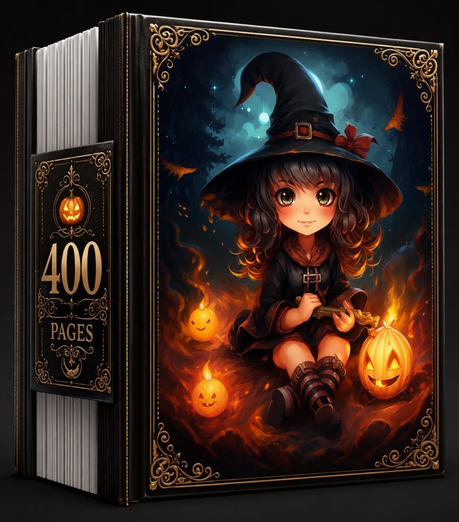 Halloween Witch Coloring Book | 400 Kawaii Pages (Digital Download)