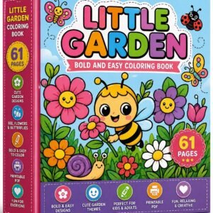 Little Garden Coloring Book | Bold Easy Garden Pages (Digital Download)