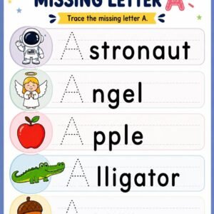 Missing Letter A Worksheet | Alphabet Recognition Activity | Preschool Letter A Practice | Printable PDF | Homeschool | Digital Download
