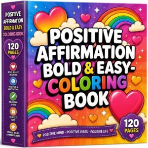 Positive Affirmation Coloring Book | Bold Easy Designs, Stress Relief (120 Pages PDF)