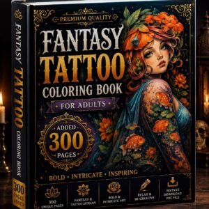 Fantasy Tattoo Coloring Book for Adults | 300 Bold Intricate Pages (PDF Download)