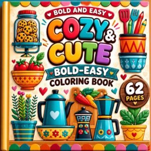 Cozy Kitchen Coloring Book | Bold Easy Illustrations, 62 Pages (PDF Download)