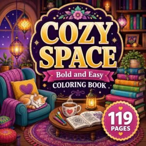 Cozy Space Coloring Book | 119 Bold Easy Pages (Digital Download)