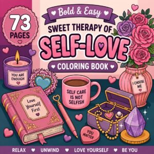 Self Love Coloring Book for Adults | 73 Bold Easy Pages (Digital Download)