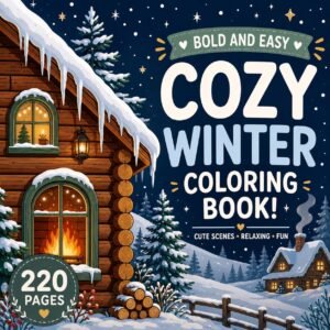 220 Cozy Winter Coloring Pages | Bold Cabin Scenes (Digital PDF)