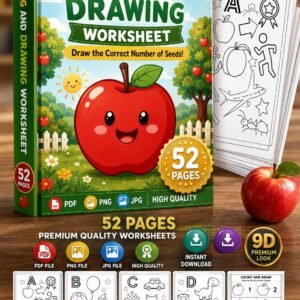 Counting and Drawing Worksheet | Apple Seed Math Activity (52 Pages, Digital Download)
