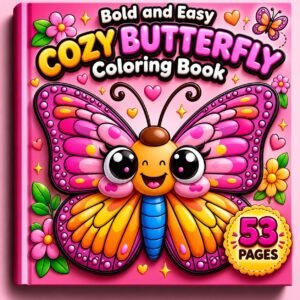 Cozy Butterfly Coloring Book | Bold Easy Pages for Adults Kids (Digital Download)