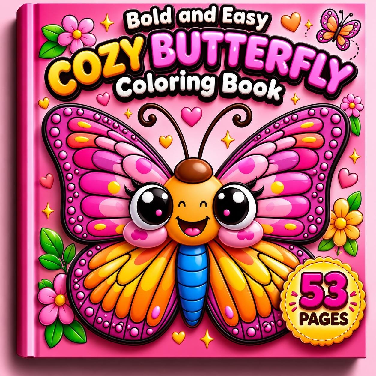 Cozy Butterfly Coloring Book | Bold Easy Pages for Adults Kids (Digital Download)