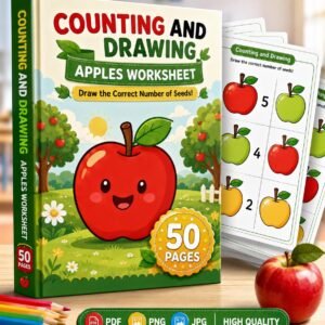Apple Counting and Drawing Worksheet | Preschool Math Activity (PDF Download)
