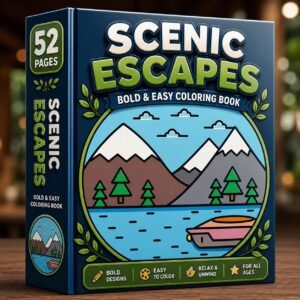 Scenic Escapes Coloring Book | Bold Mountain Landscapes, Nature Scenes (Digital Download)