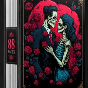 Gothic Skeleton Coloring Book | Romantic Skulls, Roses, Dark Fantasy Art (Digital Download)