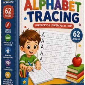Alphabet Tracing Workbook | Uppercase & Lowercase Letter Practice | Preschool Handwriting Worksheets | 62 Printable PDF Pages