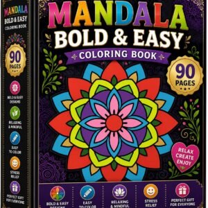 Mandala Coloring Book | 90 Bold Easy Pages (Digital Download)