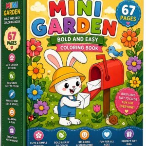 Mini Garden Coloring Book | Bold Easy Flowers Animals (Digital Download)