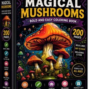 Magical Mushrooms Coloring Book | Bold Easy Fantasy Forest Designs (PDF Download)