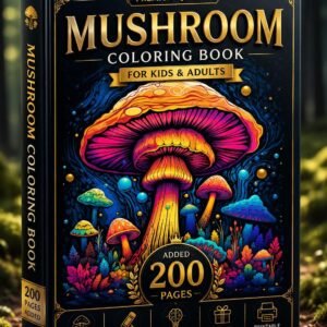 Mushroom Coloring Book for Adults & Kids | 200 Fantasy Forest Pages (Digital Download)