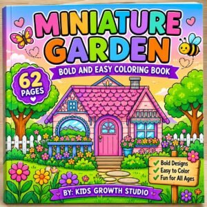 Miniature Garden Coloring Book | Bold Easy Pages, Cottage Flowers (Digital PDF)