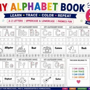 Alphabet Letter Formation Worksheets | A-Z Stroke Order, Tracing, Coloring & Letter Recognition | Preschool Printable PDF