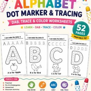 Alphabet Dot Marker 52 Worksheets | Preschool Letter Tracing Activities (PDF Download)